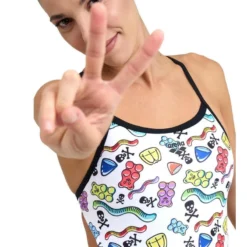 Arena Crazy Gummy Challenge Back One Piece - Black/White/Multi -Regatta Verkoopwinkel arena crazy gummy challenge back one piece blackwhitemulti 3