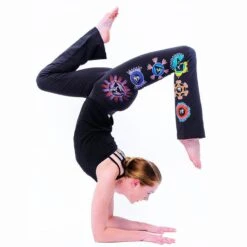 Dames Yoga Broek - Bootcut - 7 Chakras Handgeschilderd - Zwart