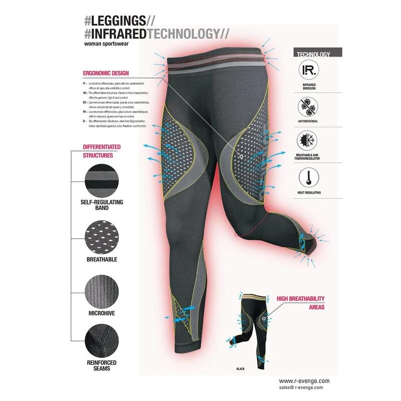 Legging Femme Running Thermische En Ademend Zwart 4 Legging Femme Running Thermische En Ademend Zwart - Afbeelding 4