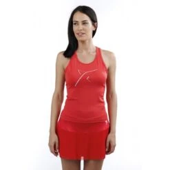 Mouwloos Padel T-shirt Drop Shot Caima Dames 2023 Rood