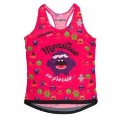 RUNNING SHIRT #MONSTERS Voor DAMES - KAMUABU Roze Tanktop