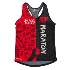 RUNNING SHIRT #SOYMARATON Voor DAMES - KAMUABU Rood/zwarte Tanktop